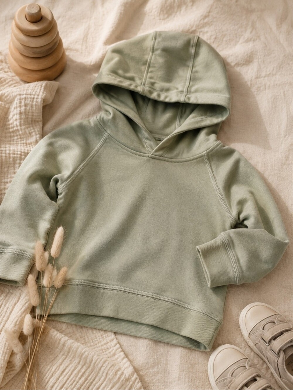 Colored Organics Madison Pullover 3T Thyme Organic Cotton Hoodie Neutral Minimal